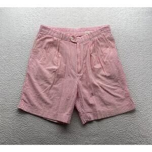 VTG Fairway & Green Seersucker Shorts Mens 36 (Tag 35) 8" Pink White Golf Preppy